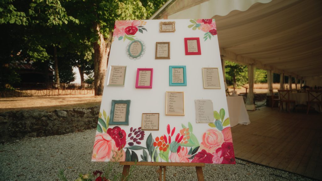 Plan de table floral du mariage au Château de Mouillepied