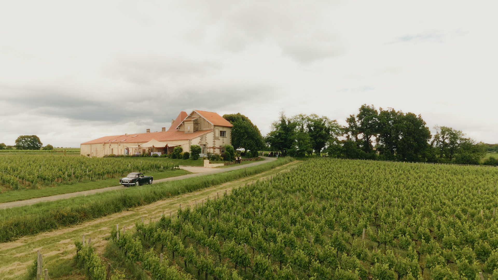 Vue aérienne du Château de la Grande Clotte près de Saint-Émilion.